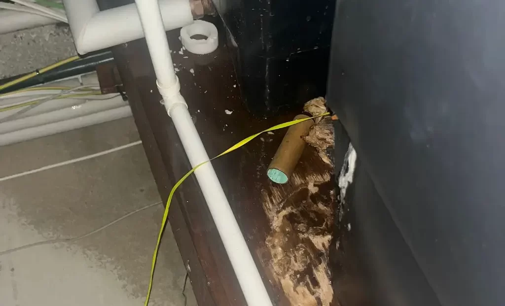 Water Leak Caused by Split Cold Water Storage Tank