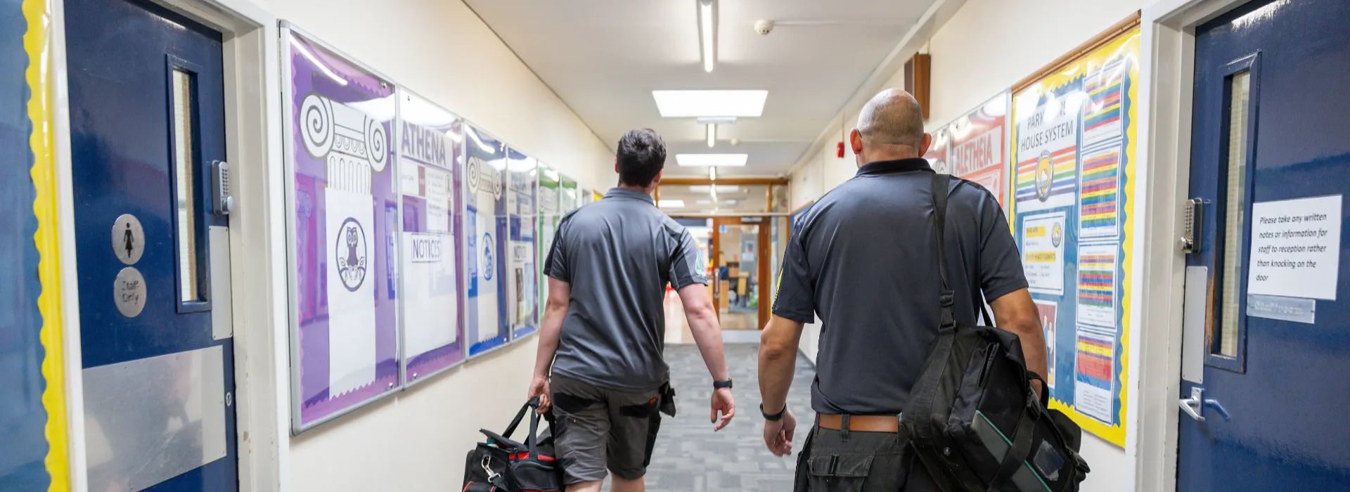 Asbury Walking into a School